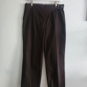 Women’s Straight-Leg Wrap Front Pants in Dark Brown